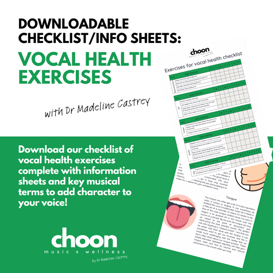 Vocal Health Exercise Checklist and Information Sheets